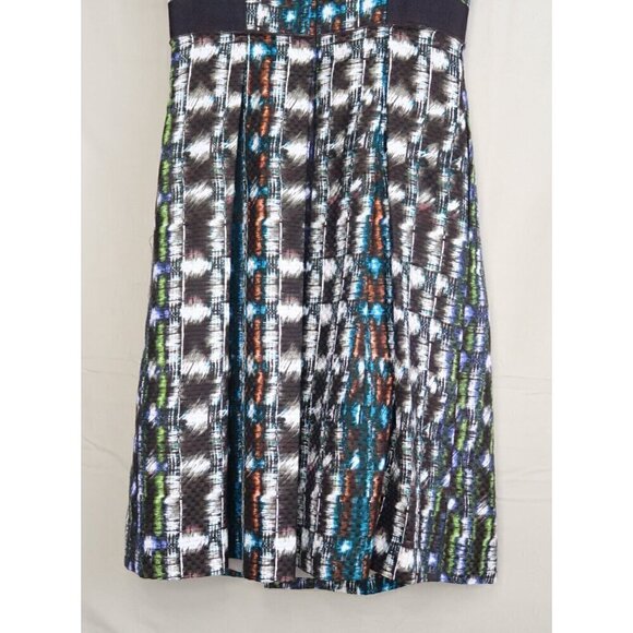 Etcetera Silk Wool Blend Midi Dress Blue Brown A-Line Sleeveless Women's 0 EUC - Picture 7 of 8